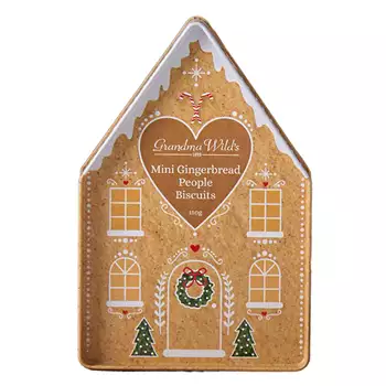 Mini-pepparkaksgubbar i pepparkakshus av plåt – 150g