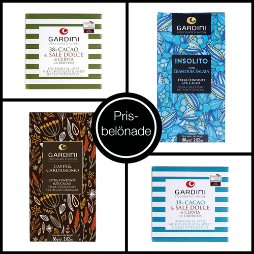 Några av Gardinis prisbelönta choklad