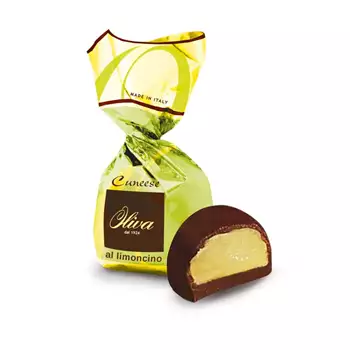 Mörk chokladpralin med krämig limoncellofyllning