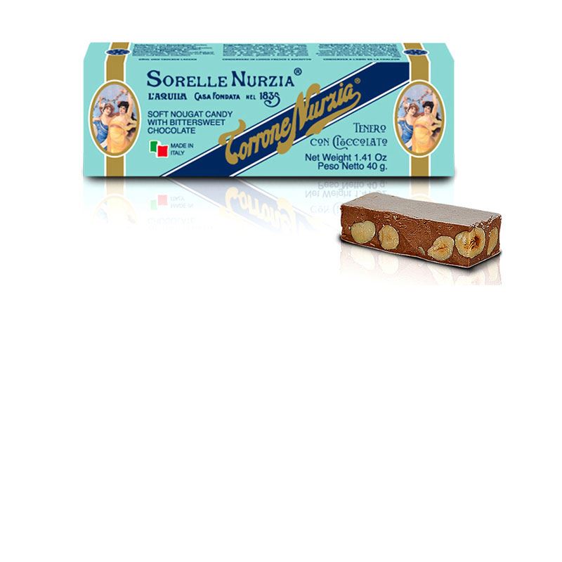 Chokladtorrone-nougat med hasselnötter – 40 gram