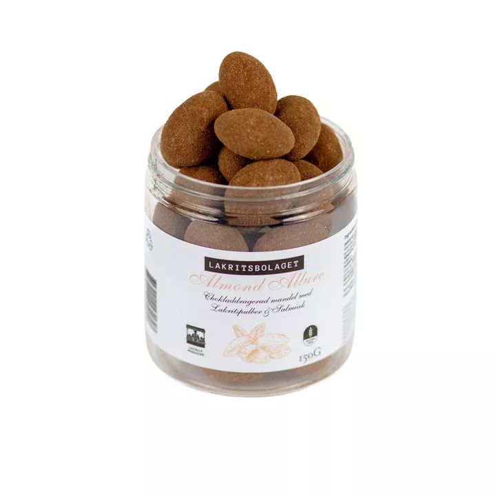 Bild på Chokladmandel med lakritspulver & salmiak –150g