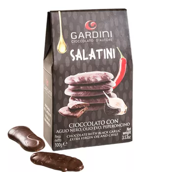 Salatini – mörk choklad med vitlök, chili & olivolja