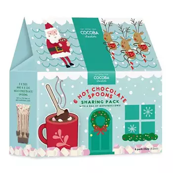 Presenthus med chokladskedar & marshmallows för varm choklad – 6-pack