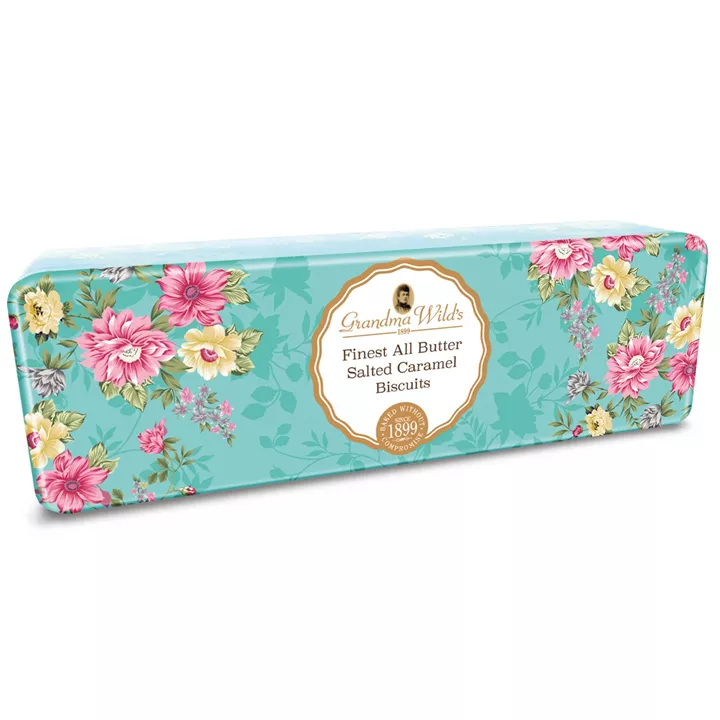 Bild på Kakor med salt karamell i Floral-plåtburk – 150g