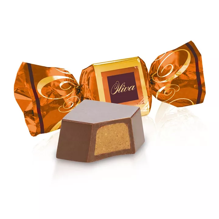 Bild på Mjölkchokladpralin med karamellfyllning