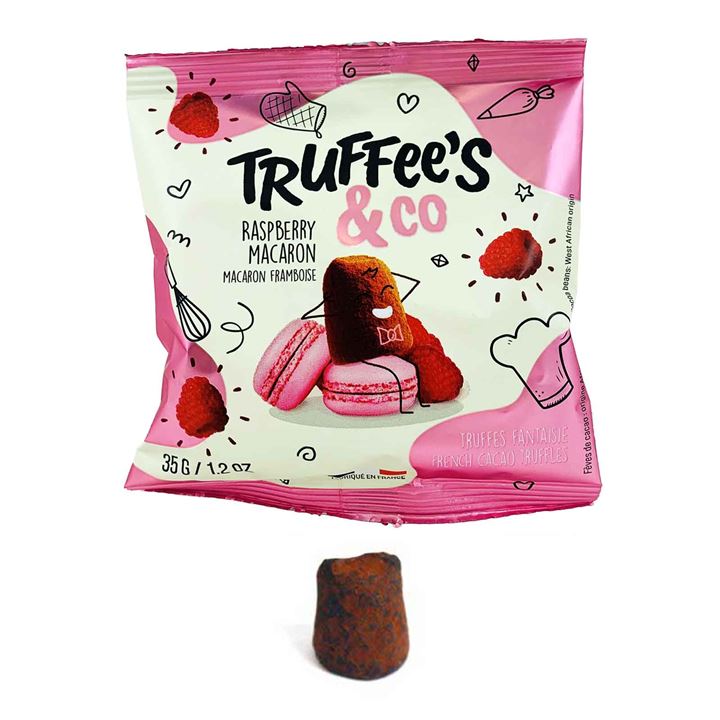 Bild på Tryffel hallonmacaron påse – 35g