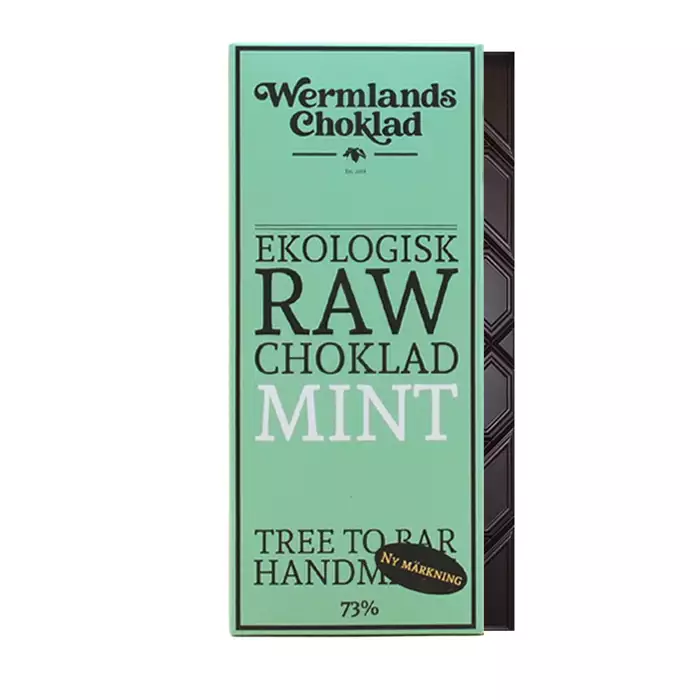 Bild på 73% mörk choklad med mint & nibs