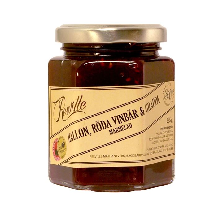 Bild på Hallon, röda vinbär och grappamarmelad