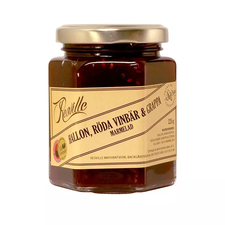 Bild på Hallon, röda vinbär och grappamarmelad