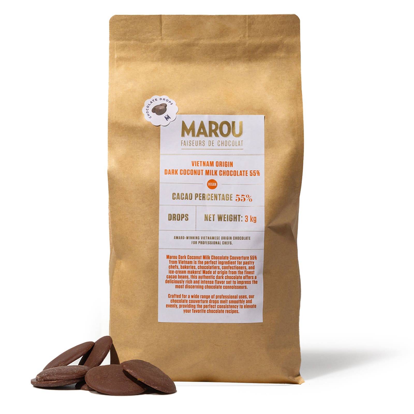 55% mörk kokosmjölk choklad couvertyr – 3kg