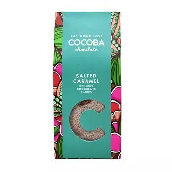 Chokladflakes av mjölkchoklad med salt karamell för varm choklad