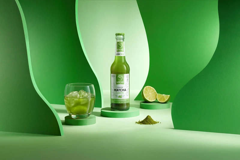 Matchadryck med lime