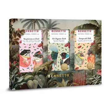 Presentask fruktchoklad - hallon/70%/apelsin & chili