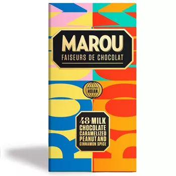 48% mjölkchoklad med karamelliserad jordnöt & kanel