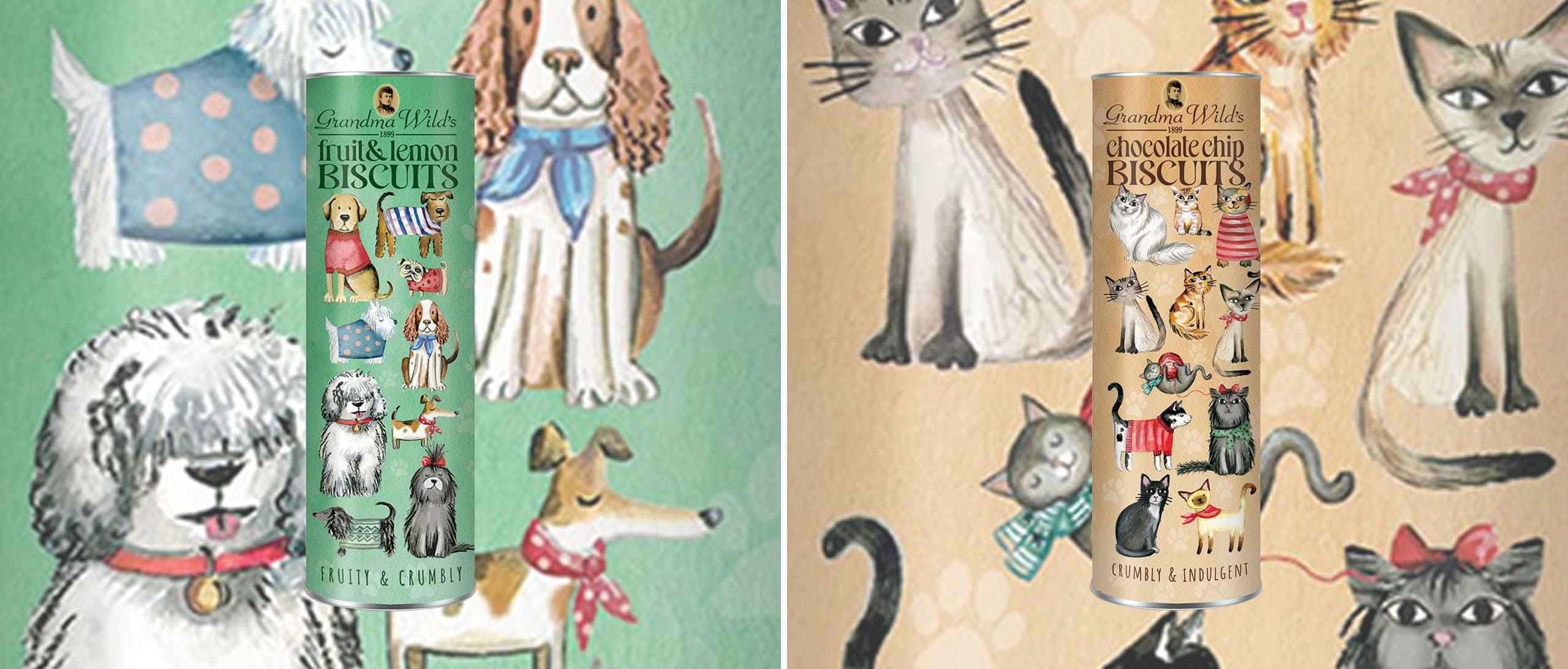 Kakor med katt- & hundmotiv