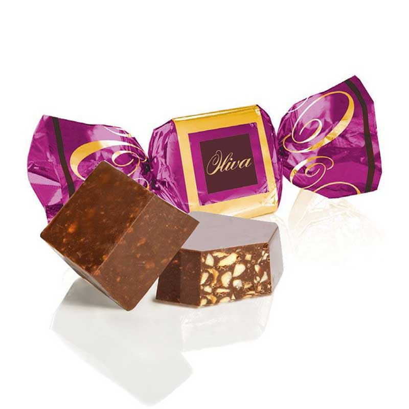 Mörk chokladpralin med nötkrisp