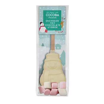 Vit chokladpinne snögubbe med marshmallows