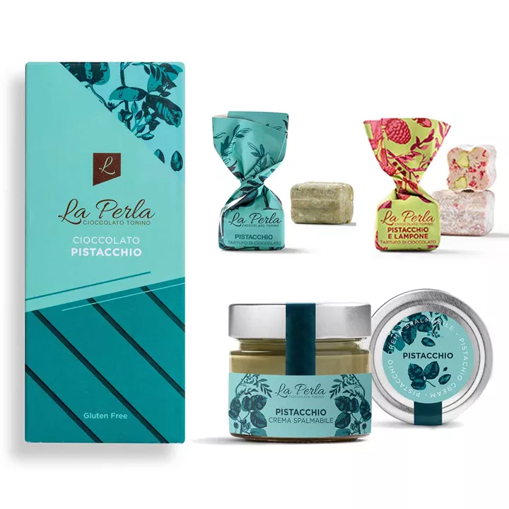 Bild på La Perla pistagepaket – choklad, crème & tryfflar