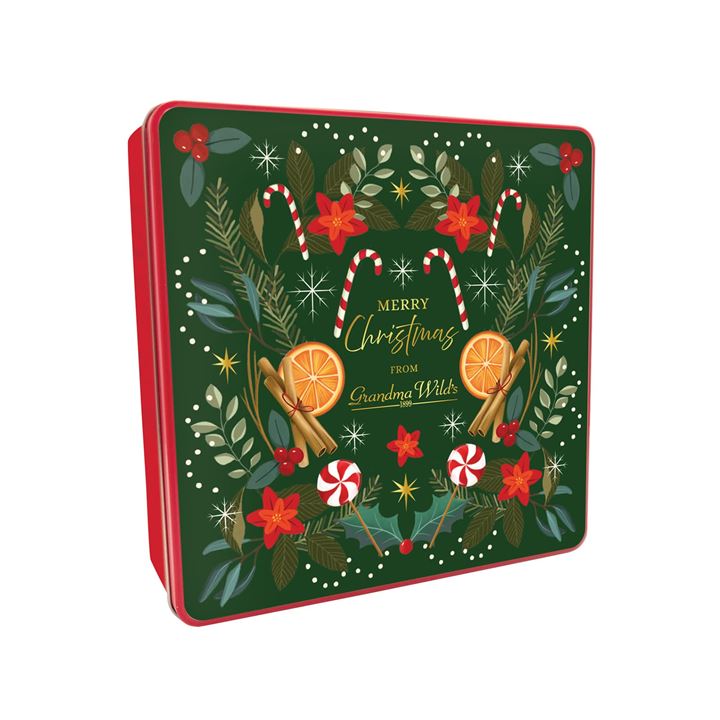 Bild på Candy cane tin filled with shortbread – 400g