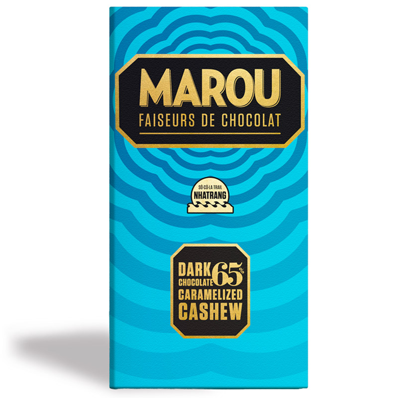 Bild på 65% mörk choklad med karamelliserad cashewnöt – 80g